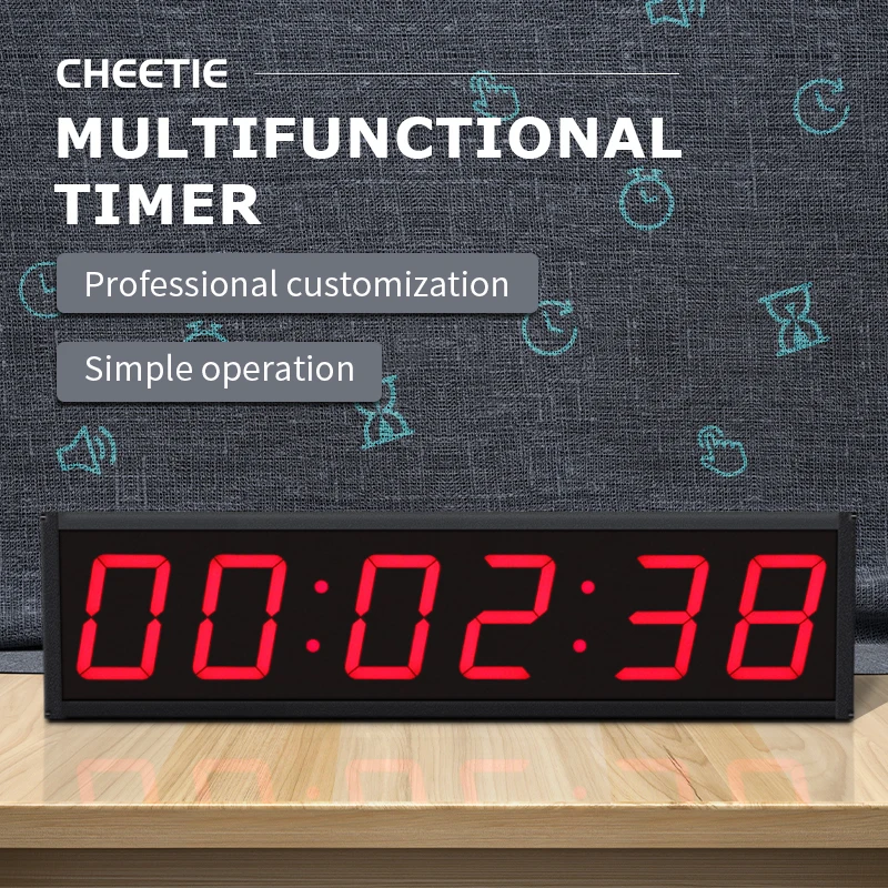 CHEETIE CP19 Customized Large 6 Digit LED Interactive Rock Climbing Troops Training Timer With Buzzer Button