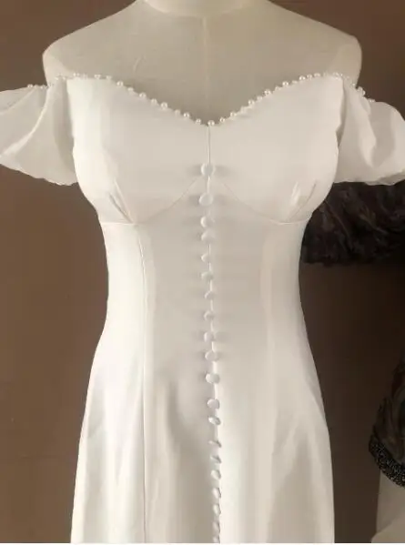 2023 Ethnic Clothing French Style Light Wedding Dress Satin Simple Fashion Elegant  Off-Shoulder Mermaid Wedding Dress with Slit