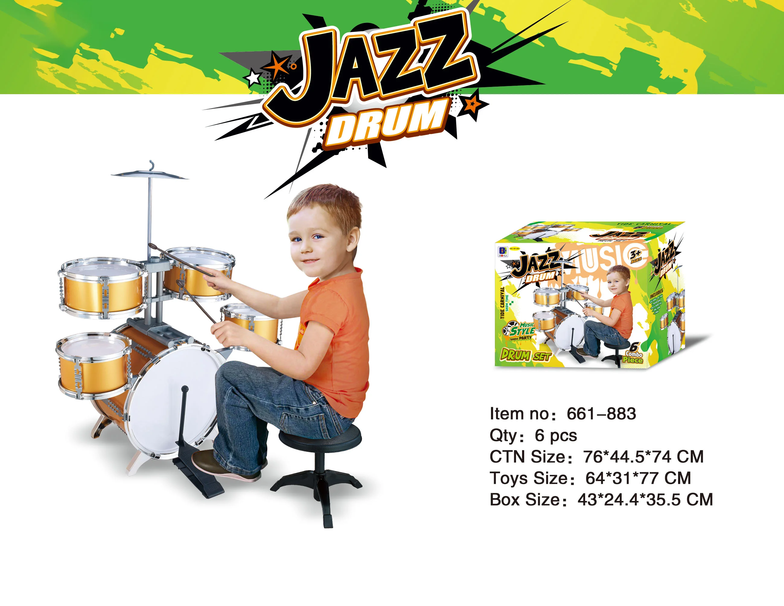 Drum Toy  Children Play Toys Small Jazz Musical Instruments Kids Percussion Jazz Drum For Sale kids Musical Instrument Toy