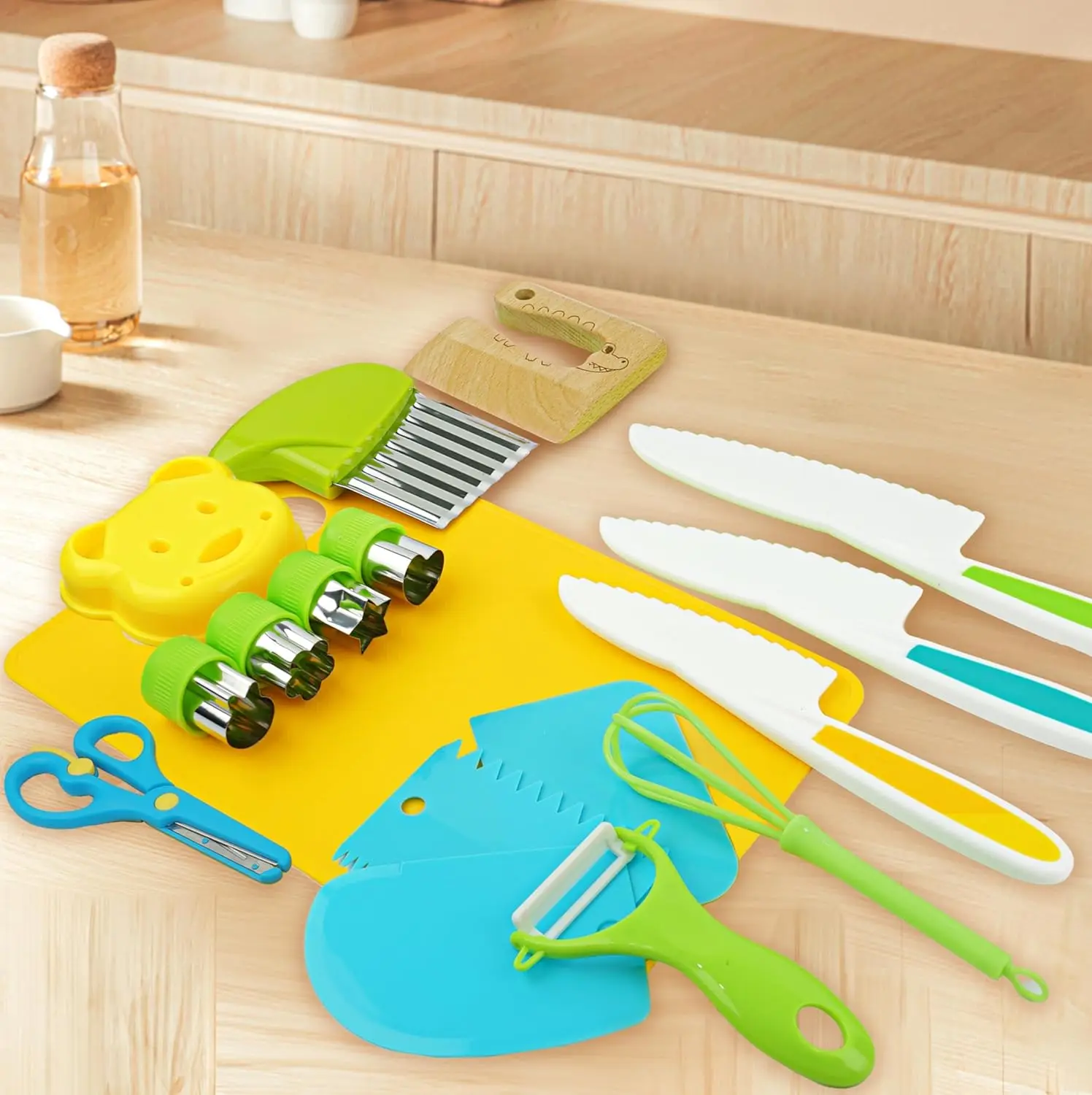 Toddler Real Cooking Cutting Safe Wooden Kid Knife Set Miniature Kitchen Set For Real Cooking