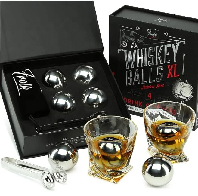 Лидер продаж на Amazon, многоразовые шарики для льда из нержавеющей стали, подарочный набор 55 мм