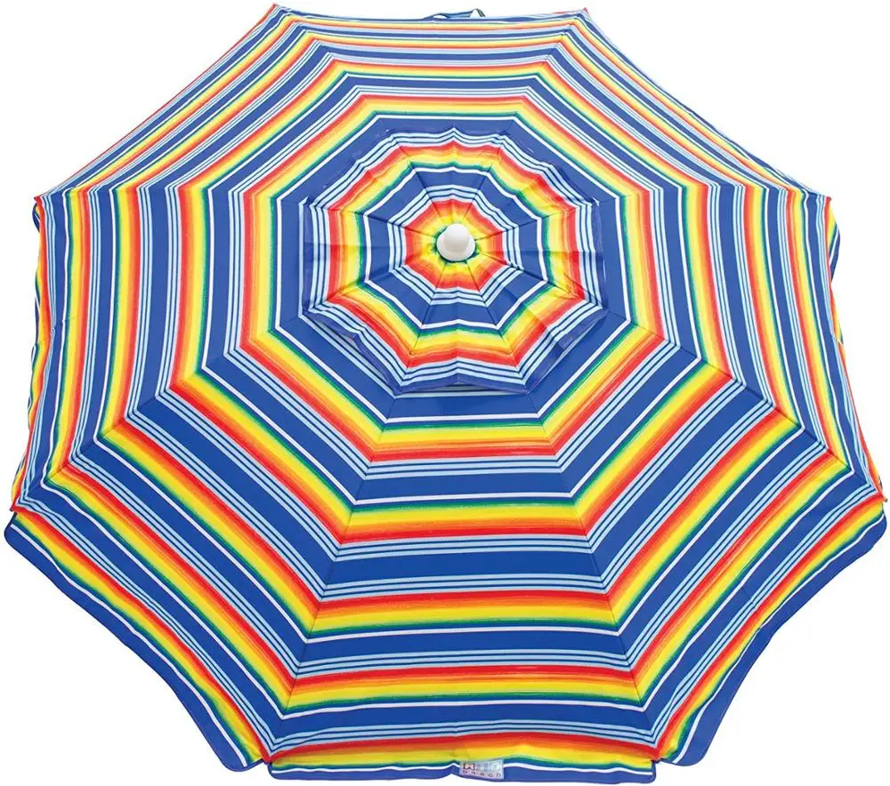 Patio Outdoor Cheap Beach 6-Foot UPF 50+ Pop Surf Stripes Beach Umbrella with Built-in Sand Anchor