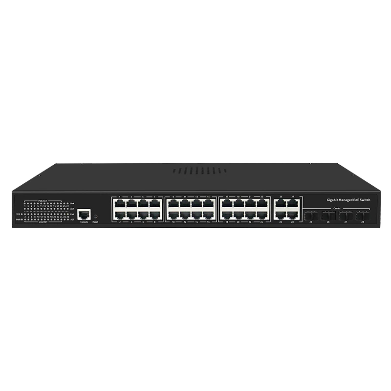 OEM/ODM Full Gigabit managed poe switch 24*Gigabit POE port+4*Gigabit RJ45 Port+4*SFP port for NVR IP Camera CCTV