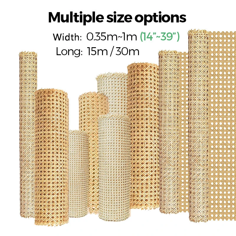 In stock foshan Open mesh raw material woven natural rattan webbing cane roll
