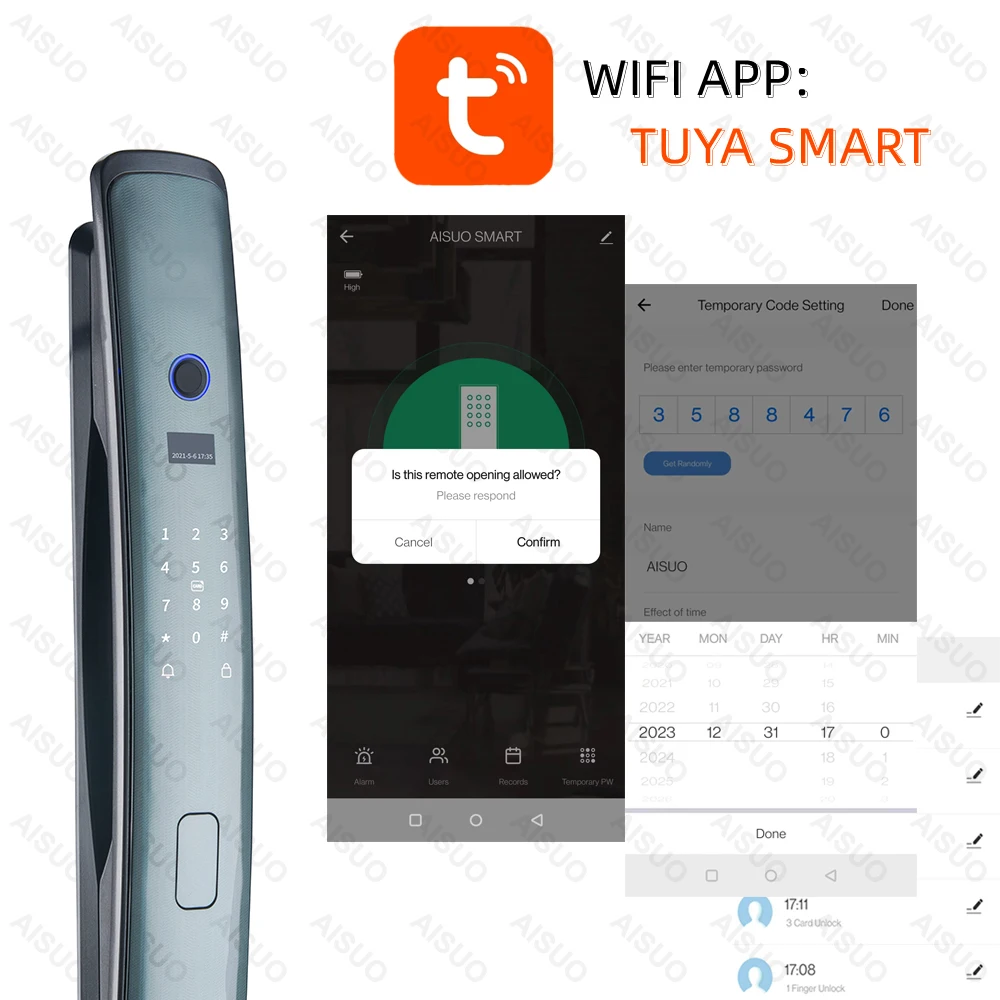 AISUO  Factory Wholesale  Israel Oem Exterior Glass Sliding Digital Cerradura Inteligente Smart Door Lock