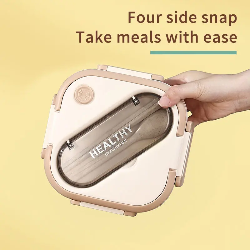 Square Lunch Boxes Large Capacity 1300ml Bento Box Food Storage Container with Kitchen Utensils