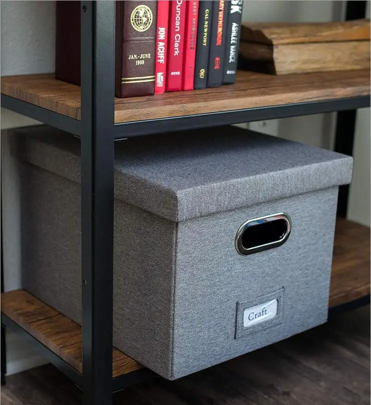 Collapsible Linen Hanging File Storage Organizer Boxes Creative Card Office Desk Organizer