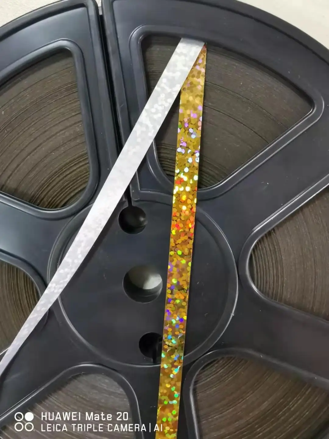 Hot fix sequin roll back with glue gold color size 6mm