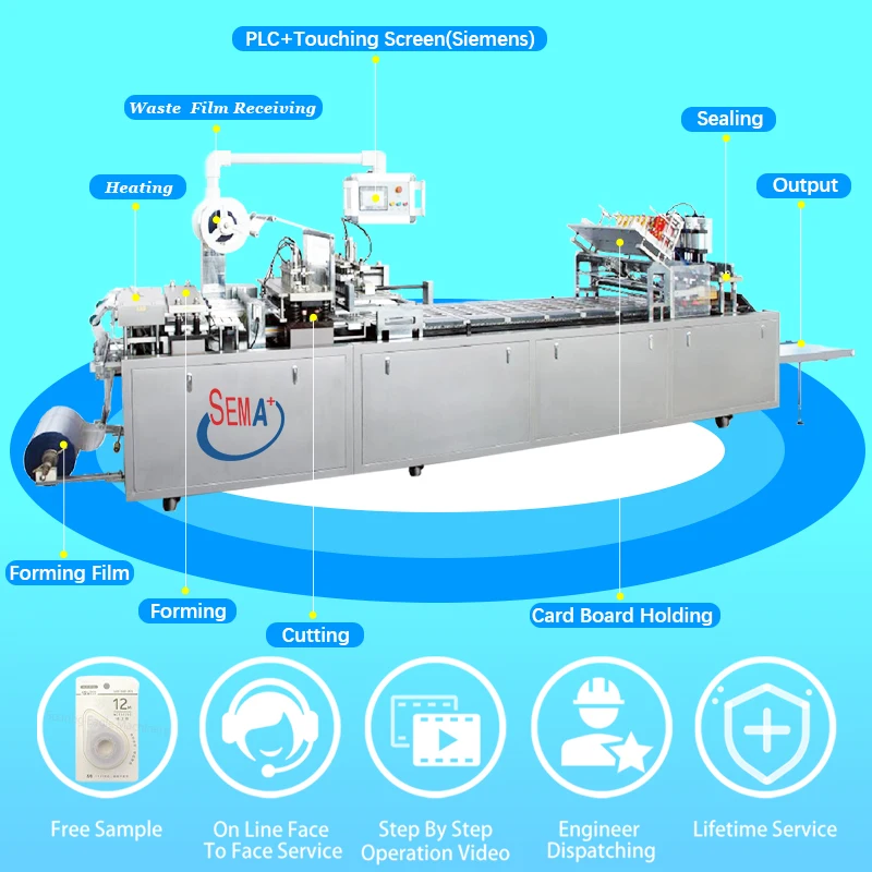 Automatic Turntable Blister Packing Machine PVC Blister Sealing Machine For fold over paper card for thermometer