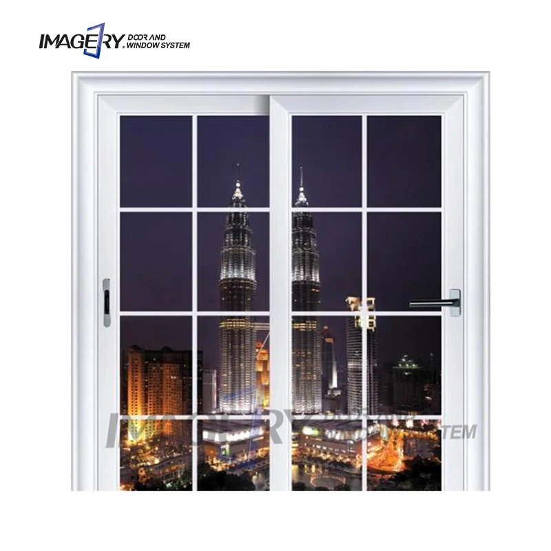 Simple Design Double Glazed 3 Tracks White Grill Frameless House Aluminum  Sliding Door Window with Mosquito Net for Philippines
