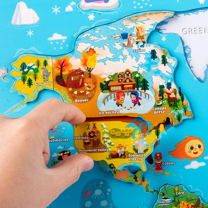 World Map Jigsaw Puzzle for Kids 4-8 Globe Large Round Floor Puzzles for Kids Toddler Games Educational Toys Birthday