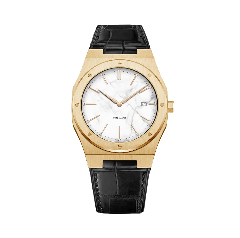 Casual Personality Leather Strap Quartz Ultra Thin Case Calendar Trendy Vintage Ladies Watch Stand Marble Womens Wristwatch