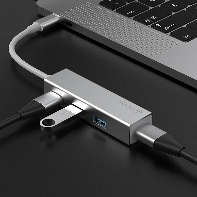 Devia 5Gbps/s Fast Speed USB 3.0 Type-c 3.1 to RJ45 USB 3.1 HUB for Usb Keyboard Mouse