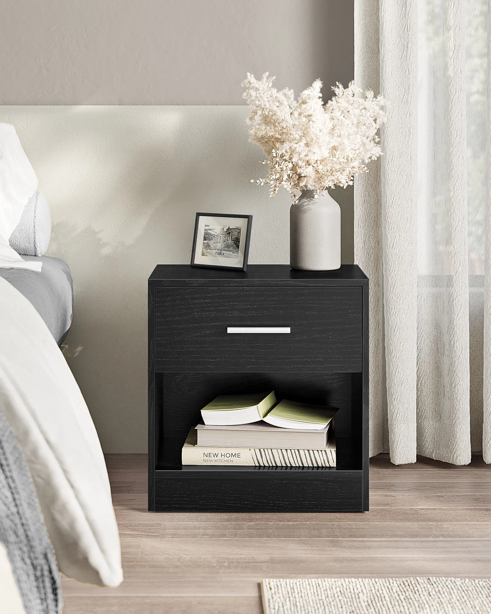 VASAGLE minimalist nightstand with drawers bedroom bedside table cabinet wooden nightstand