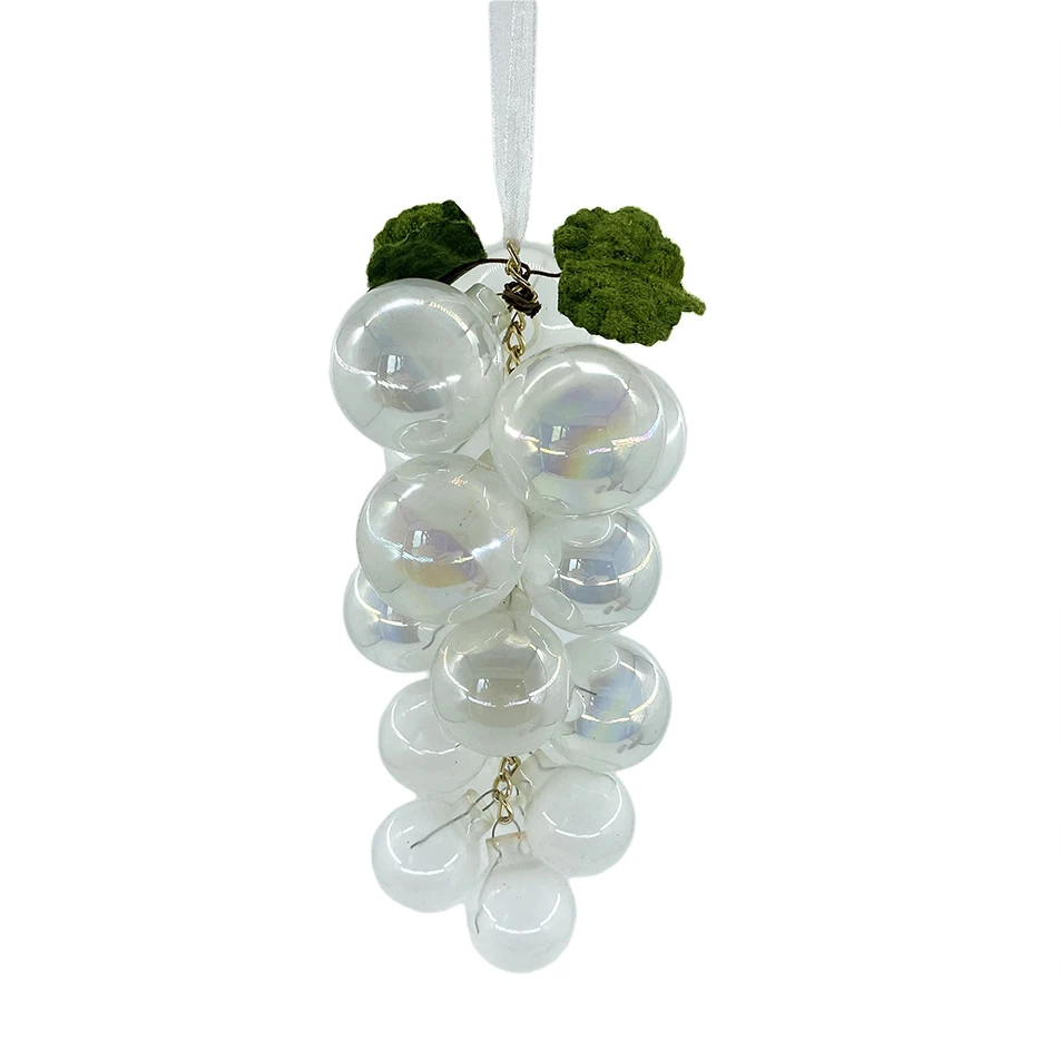 Wholesales Customized Colored 16cm Clear Glass Grape Bunches Ornament Harvest Fruits Thanksgiving Party Decoration