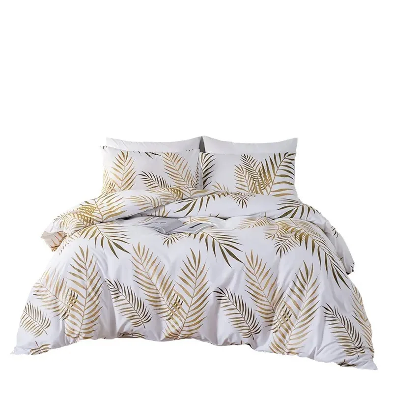 AOYATEX Fashion Bedding set Soft and Comfortable Duvet cover set Polyester Golden Leaf 3D HD Digital Printed duvet cover set