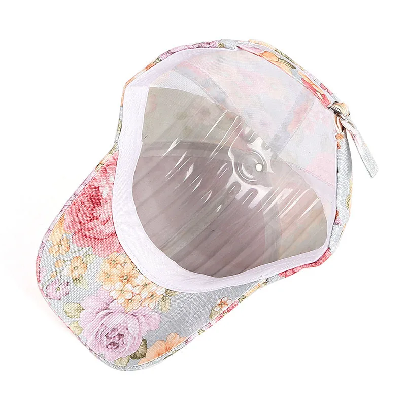 Printed Women Fancy Romantic Flower Baseball Cap Hats 6 Panels Floral 2024 Spring Summer Polyester Bright Adjustable Pink Blue