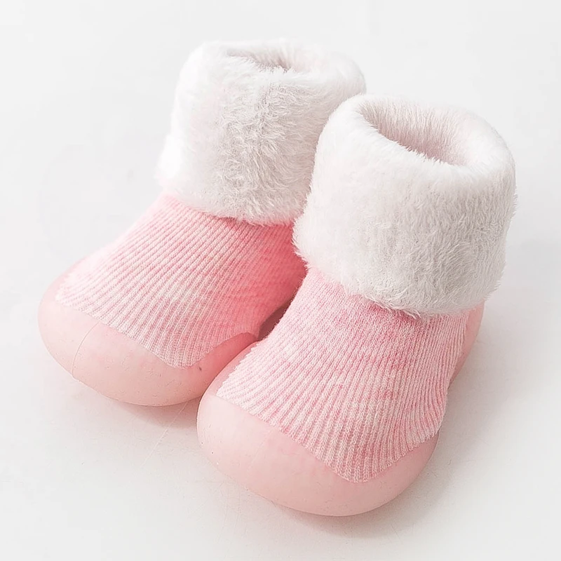 Non-slip soft baby rubber sole shoes terry cotton snow socks
