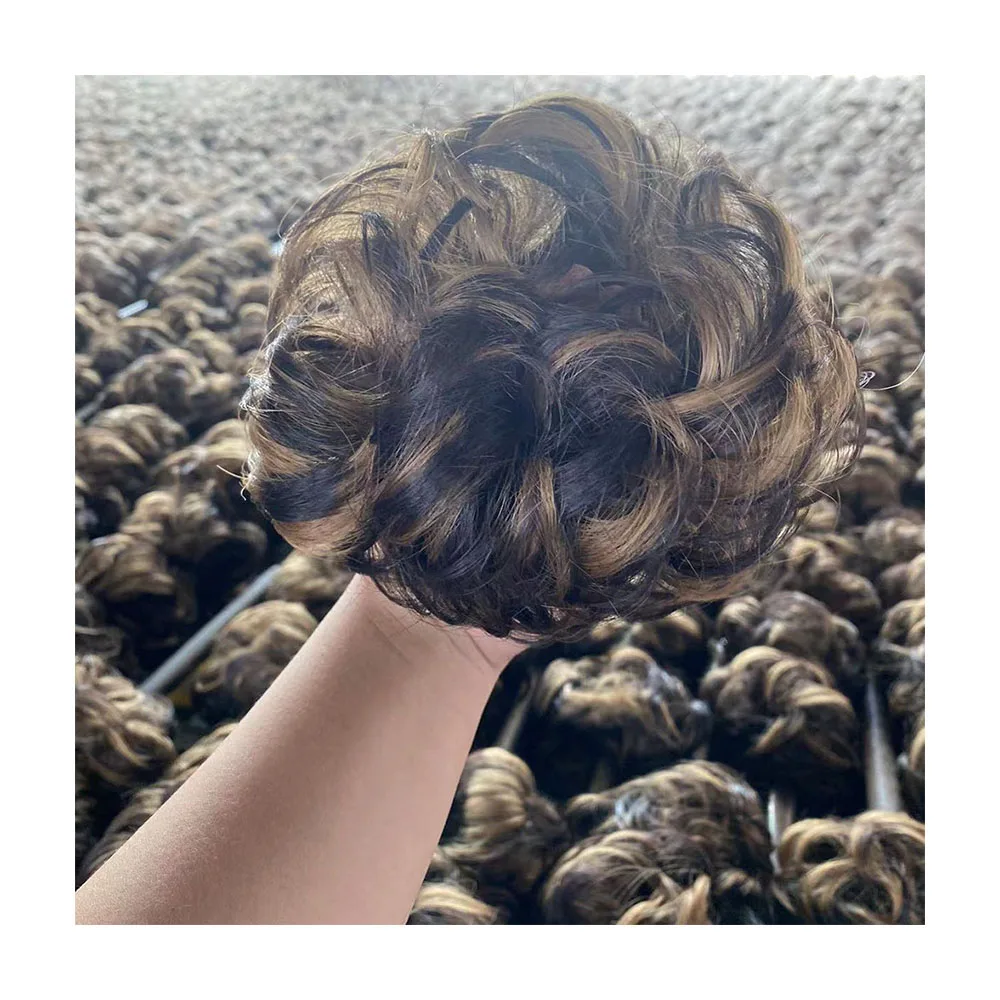 Synthetic Hair Chignon Ring Wrap Chignons Rope Piece Elastic Band Donut Updo Ponytail for Girls Women