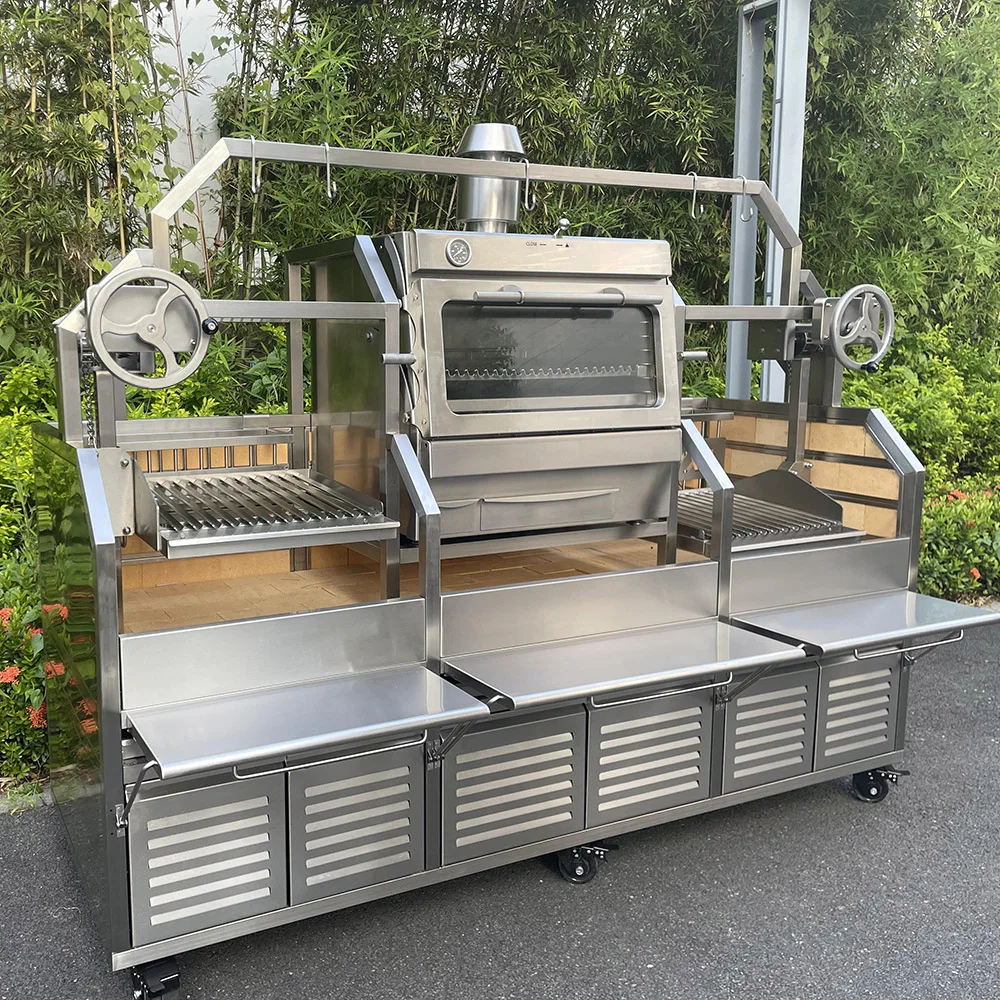 Stainless Steel Outdoor Charcoal Grill Oven Built In Argentinian Bbq Trolley Santa Maria Fire Place Argentine Grill Gaucho Grill