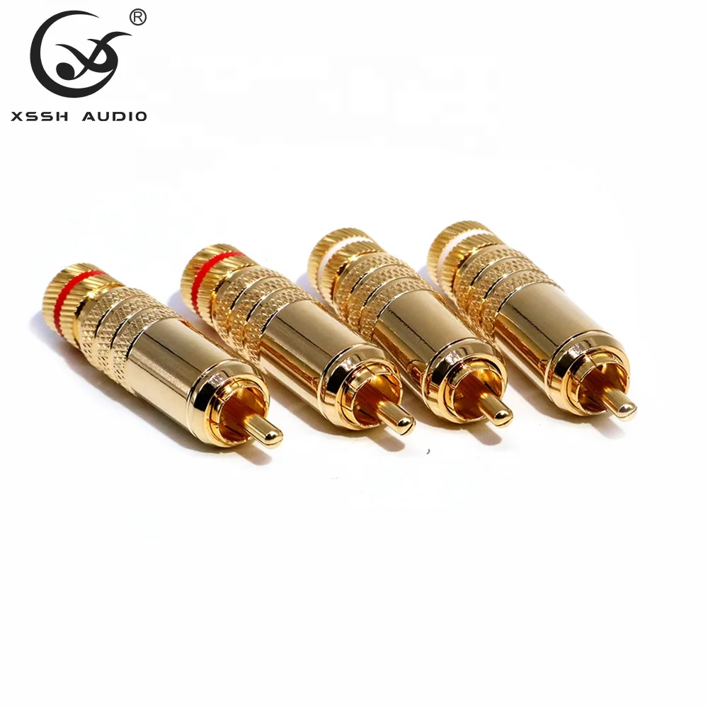 RCA Connector Jack Adapter YIVO XSSH Audio HIFI OEM ODM DIY 9MM Signal Cable High Quality Gold Plated Audio Video Male RCA Plug