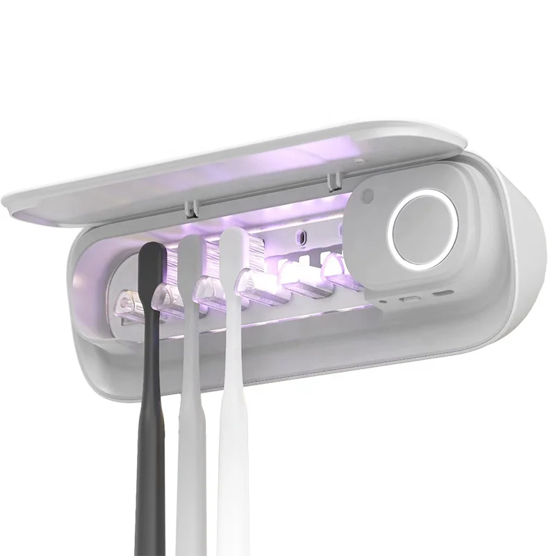 Custom toothbrush holder portable UVC toothbrush box with heating dry fan rechargeable toothbrush sanitizer