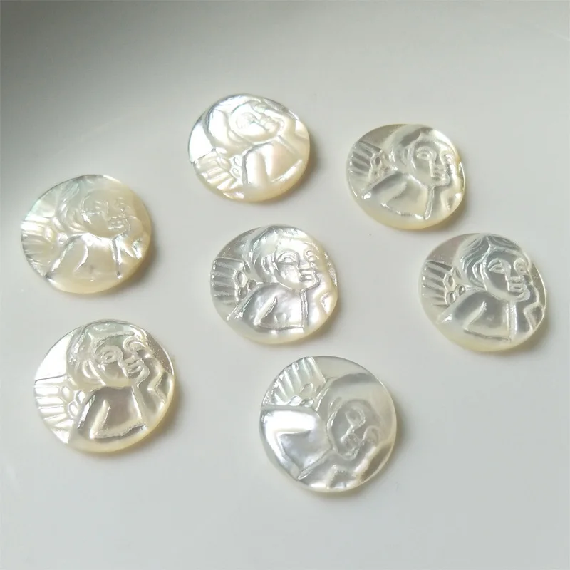 Natural freshwater Mother Of Pearl White Shell Angle Cameo