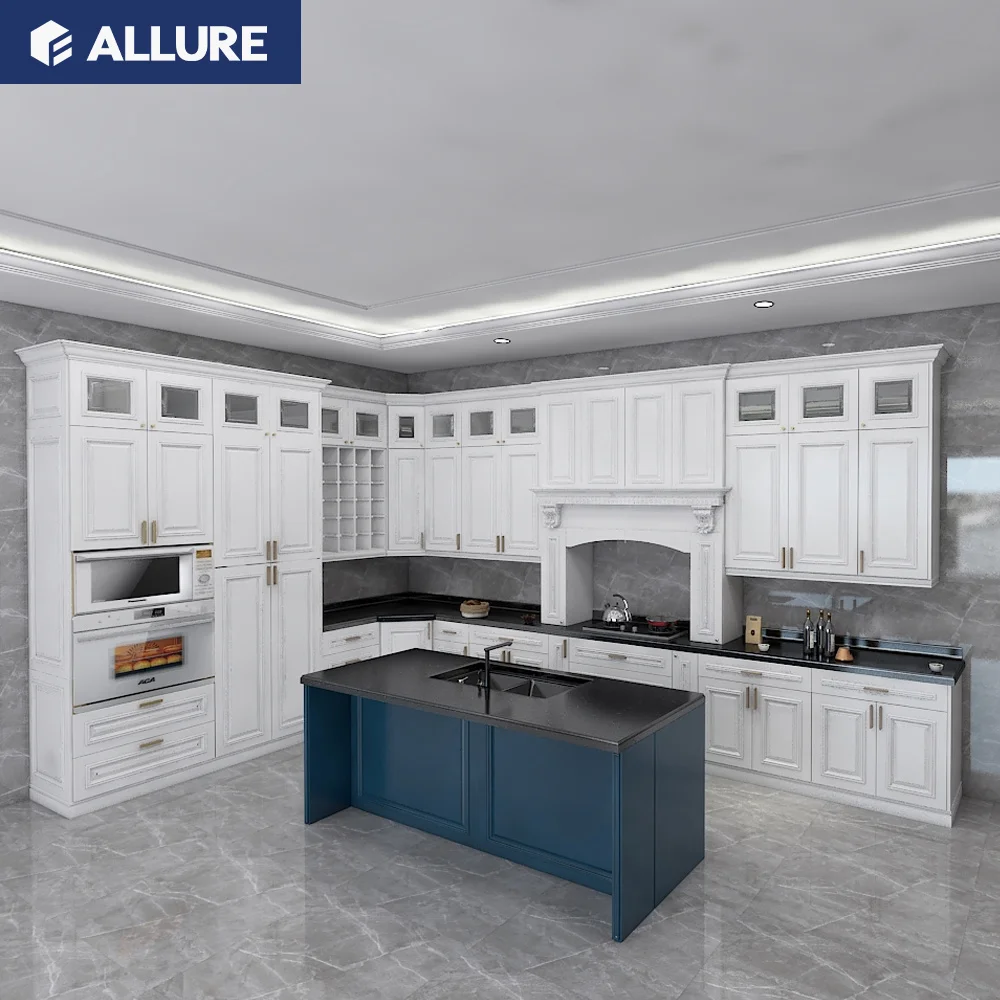 Allure autocad navy blue modern custom house kitchen furniture kitchen cabinet exporters
