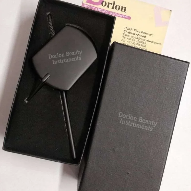 Custom Logo Stainless Steel White & Black Large Eyelash Mirrors With Hard Card Box Packing