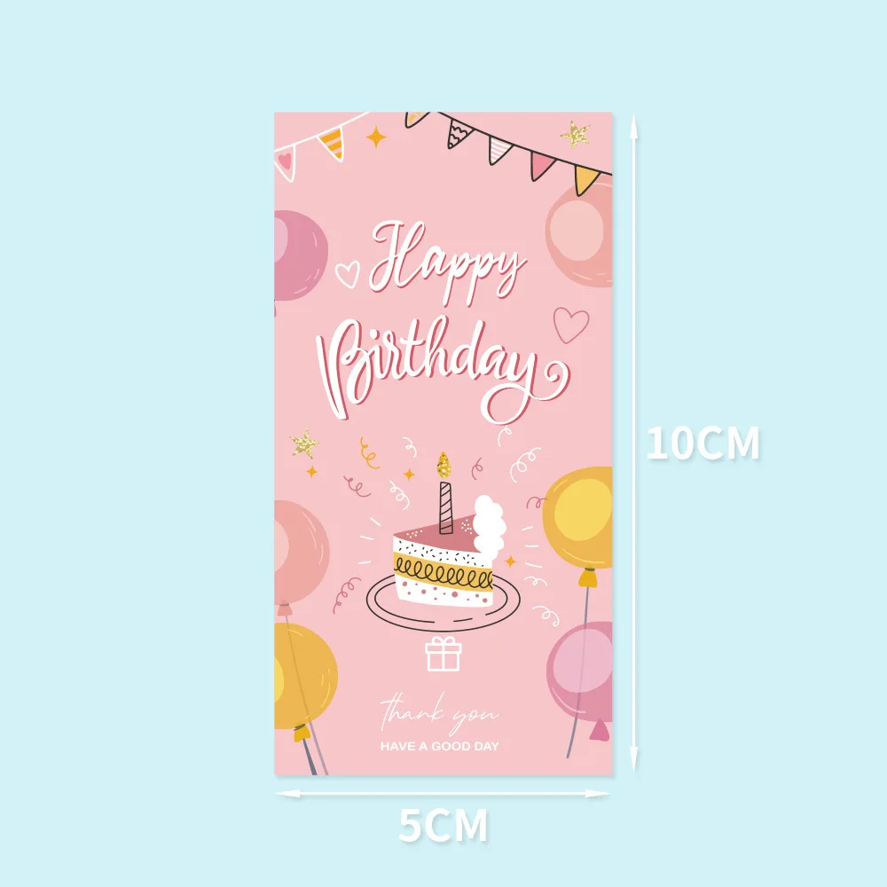 Customized Printed Happy Birthday Stickers Paper Waterproof Adhesive Sticker Sheet Gift Box Sealing Packaging Label