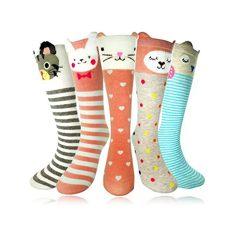 BY-N649 Kids Cheap Knee High Socks for Children School Kids Girls Casual Standard Knitted Girls Socks & Hosiery(old) Crew High
