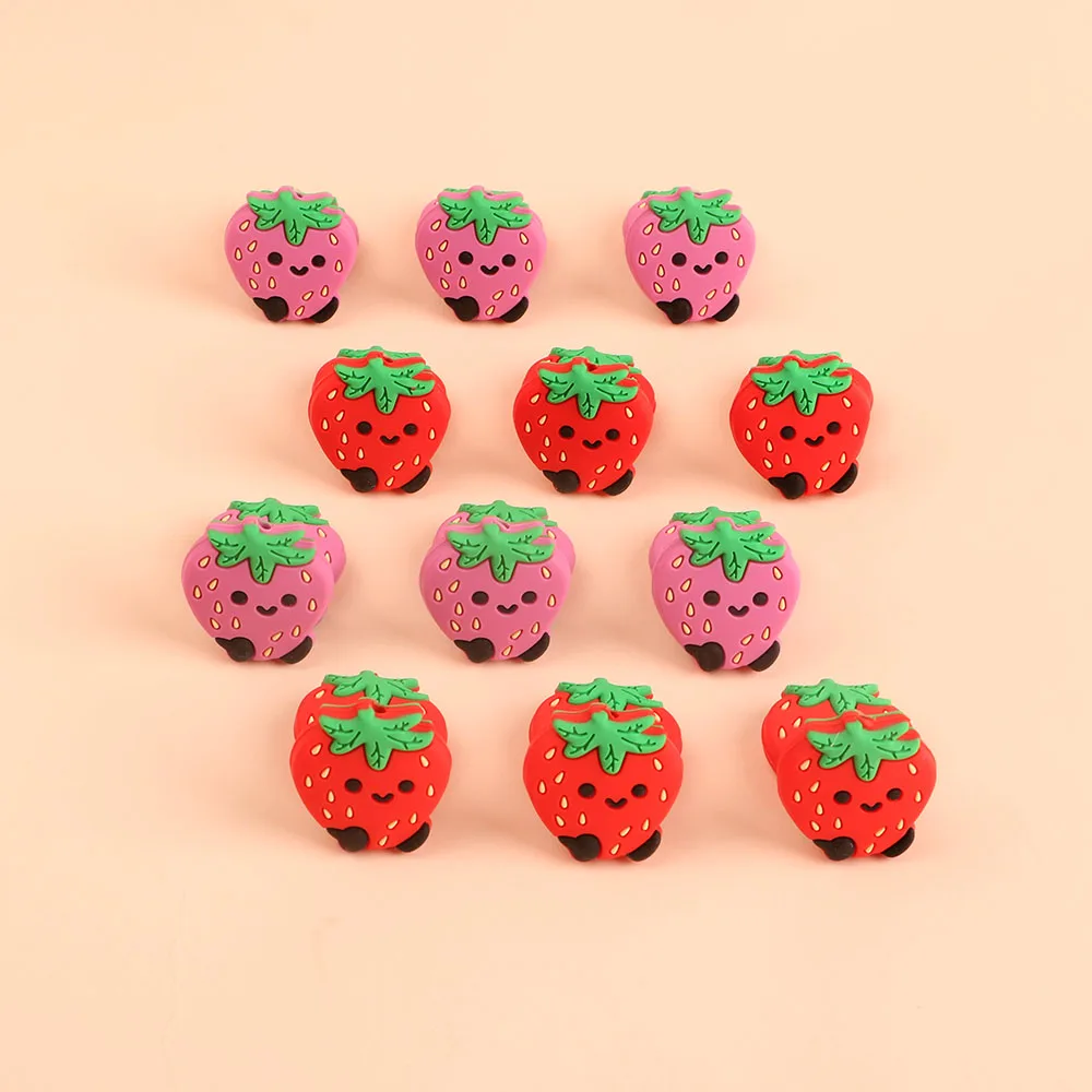 New Design Lovely Neutral Silicon Beads Food Grade Fruit Shape Strawberry Loos Bead