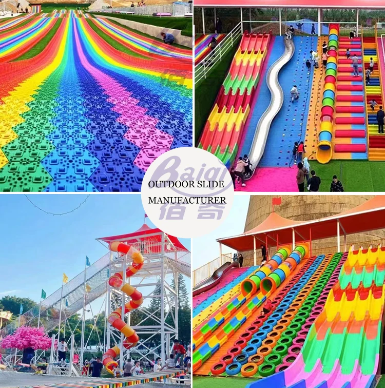 Stainless steel slides  Outdoor  amusement park  plastic rainbow snow dry slide Plastic Slide  Outdoor playground equipment