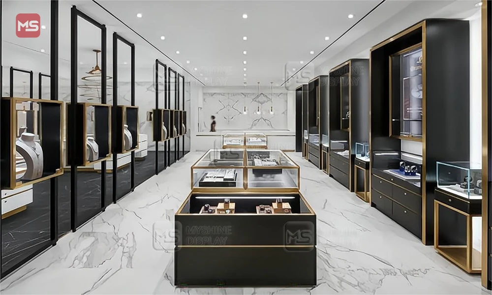 Fashion Modern Jewellery Store Glass Display Showcase and Cabinets Full Vision Jewelry Kiosk for Shopping Mall