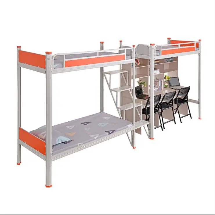 Hostel Dormitory Metal Bunk with Stairs Bed Frame Screwless Factory Price