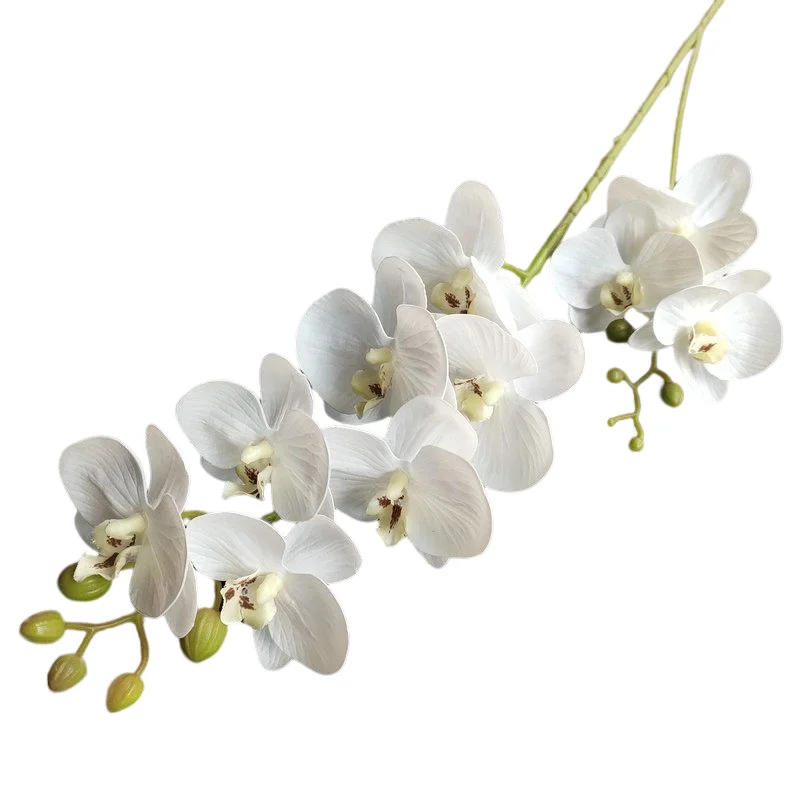 Faux Flower Plants 3D Printing 10 Heads White Orchid Artificial Phalaenopsis Butterfly Orchid