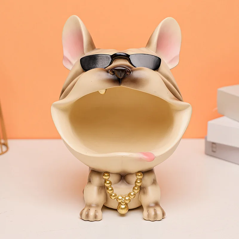Bulldog storage accessories enter the entrance, living room, coffee table, tabletop, home decoration, resin crafts