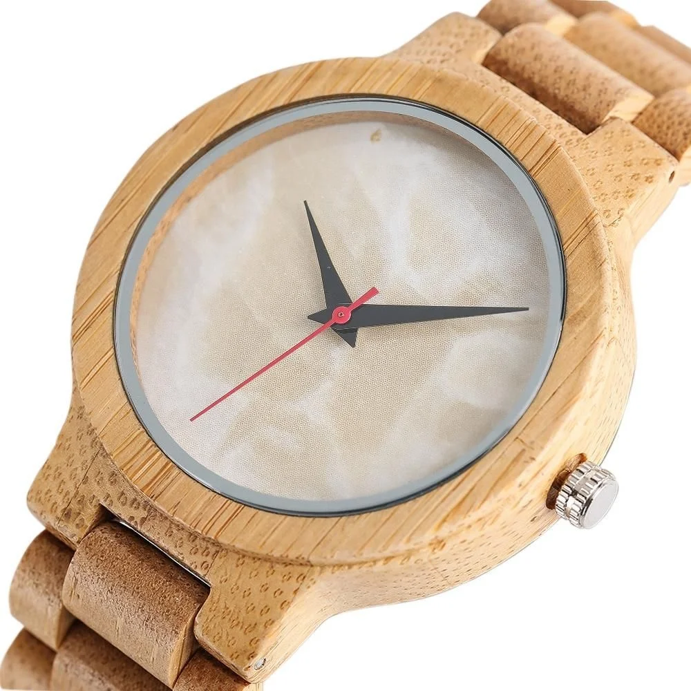 Beige Face 100% Handmade Full Bamboo Wood Watch Japan Miyota Movement Quartz WatchFashion Minimalist Military