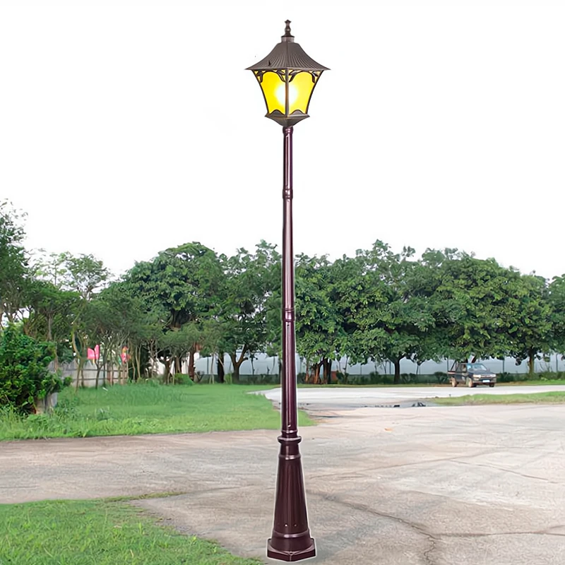 DAWN Outdoor Decorative Street Light Pole Waterproof Exterior Lamp Post Lantern Antique Aluminum Garden Lamp Poles