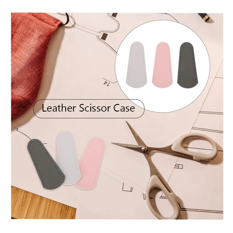 Factory Custom Leather Scissors Accessories Cover Safety PU Leather Scissors Storage Protection Case