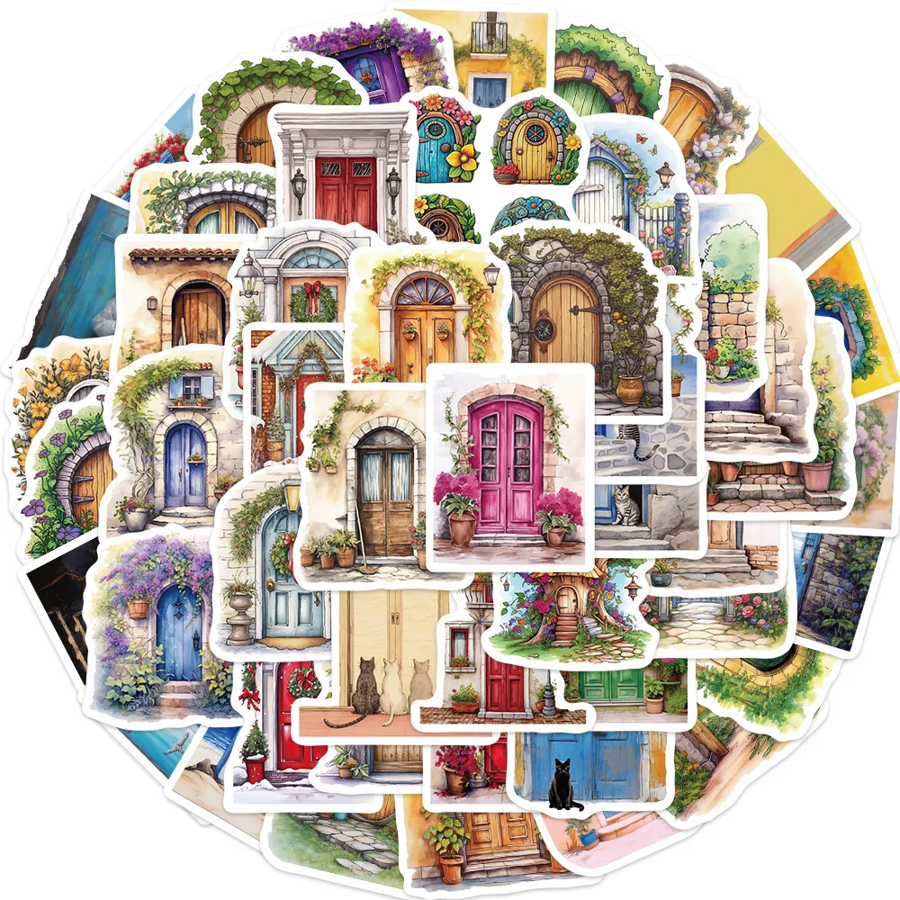 50PCS  Cartoon flower door sticker waterproof cut stickers DIY Decorative  for Laptop iphone netbook