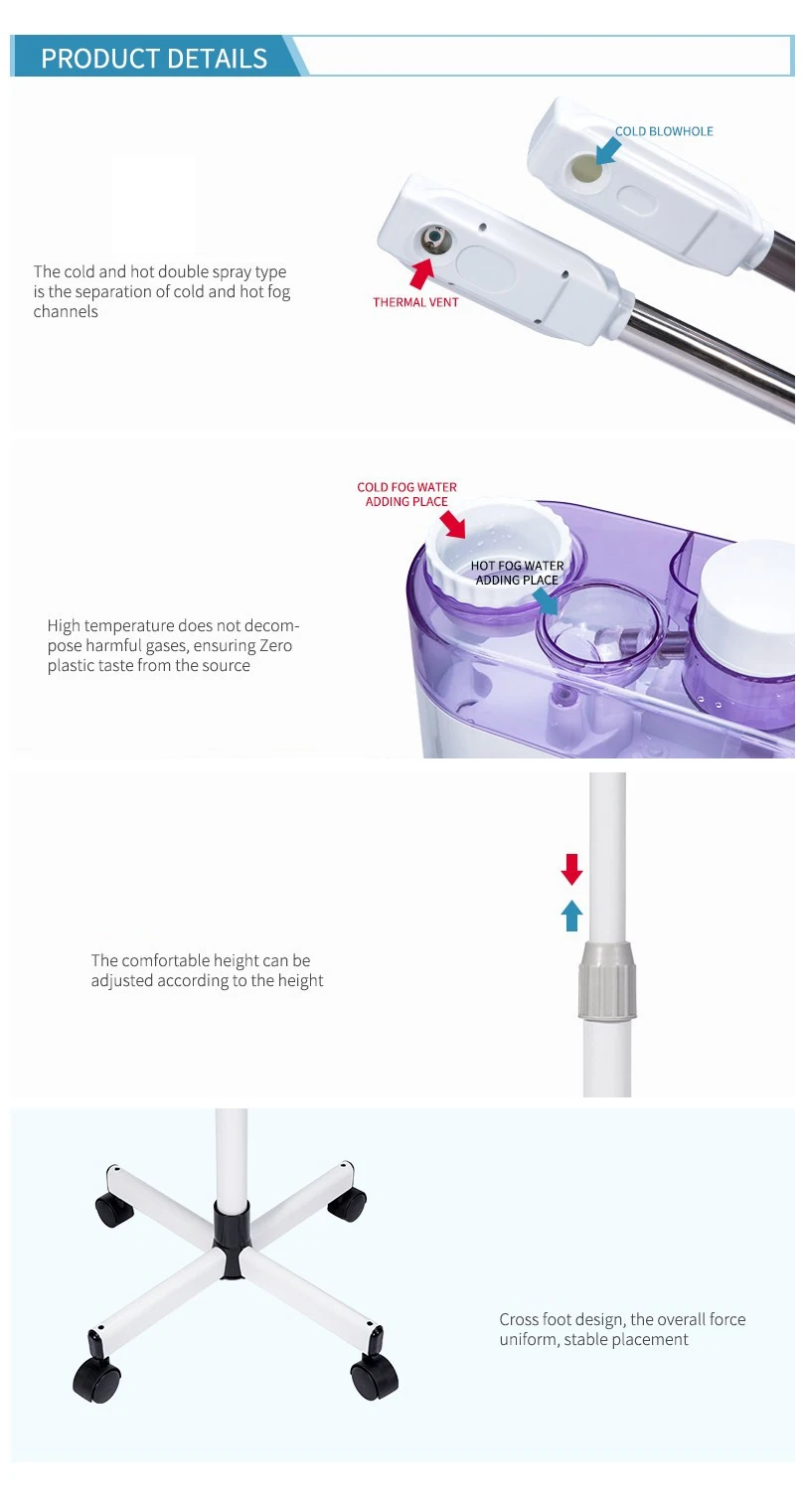 2 In 1 Hot And Cold Face Steamer For Salon Sauna Vapor Professional Vaporizer Facial Steamer 2 In 1 Hot Facial Steamer Cool