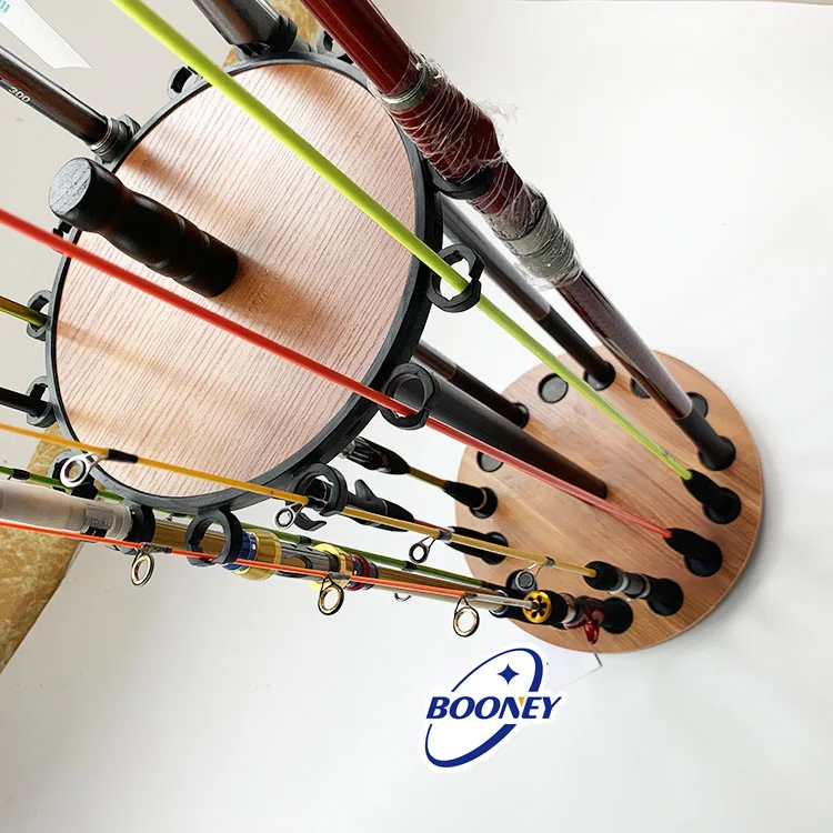 Booney 15pcs fishing rod display  rack wooden fishing rod stand holder 15pcs