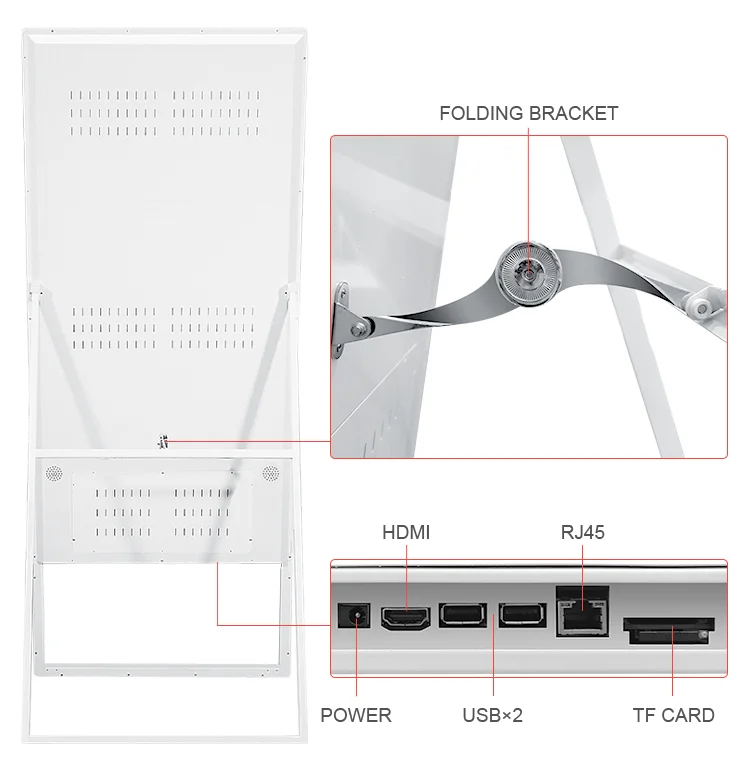 Floor stand indoor vertical 4G wifi network interactive portable lcd advertising display digital signage