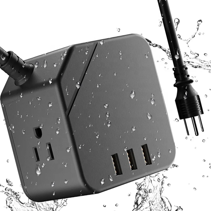 data power strip electrical plug socket usb C  weatherproof power socket ac power inlet socket right angle plug extension