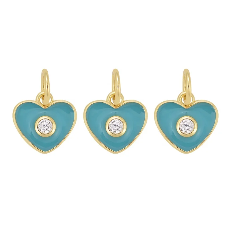 New Fashion Rainbow Color Heart Enamel Charm Pendants For Jewelry Making