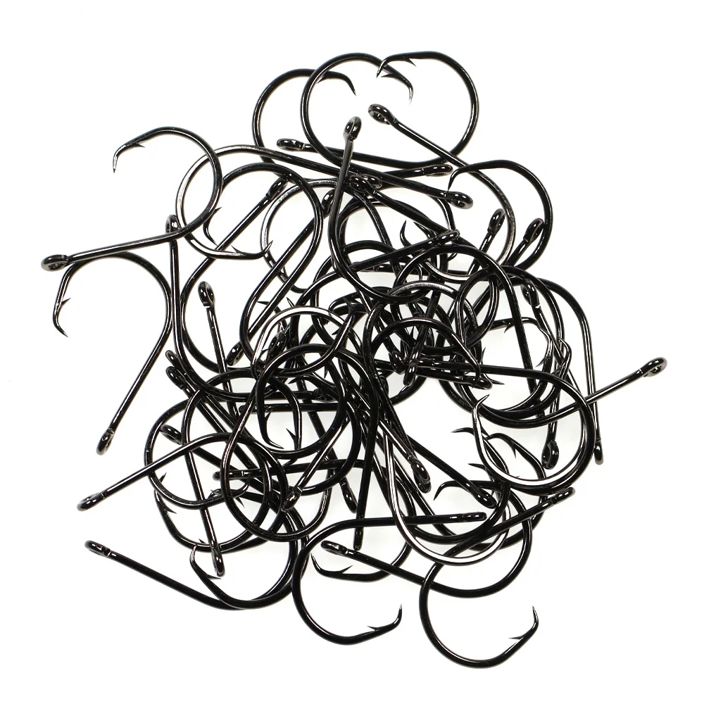 Saltwater Fishing Inline Circle Hook Black Nickel Strong Fishhook 1 1/0 2/0 3/0 4/0 5/0 6/0 7/0 8/0 9/0 10/0