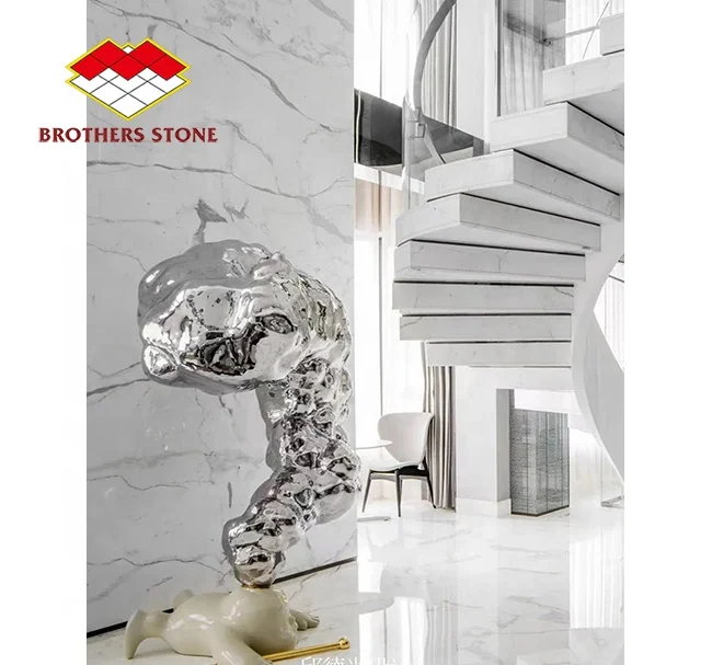 Wholesale Prices Artificial Sintered Stone Calacatta White Marble Tread Stair Box Balusters