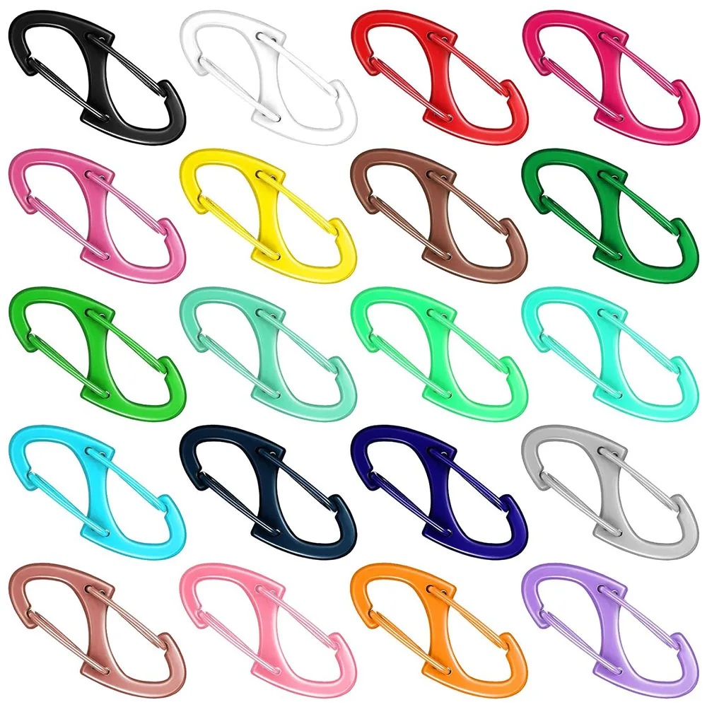 S Shaped Double Carabiner Keychain 1.6 Inch Dual Gate S Binder Trigger Snap Hooks Clasps Accessories Clip Interlocking Keychains