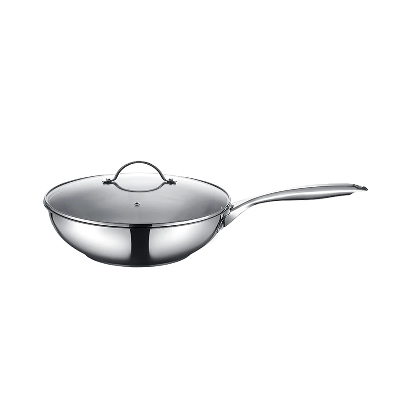 Fashionable and simple handle design Multifunctional Chinese stainless steel wok made in China